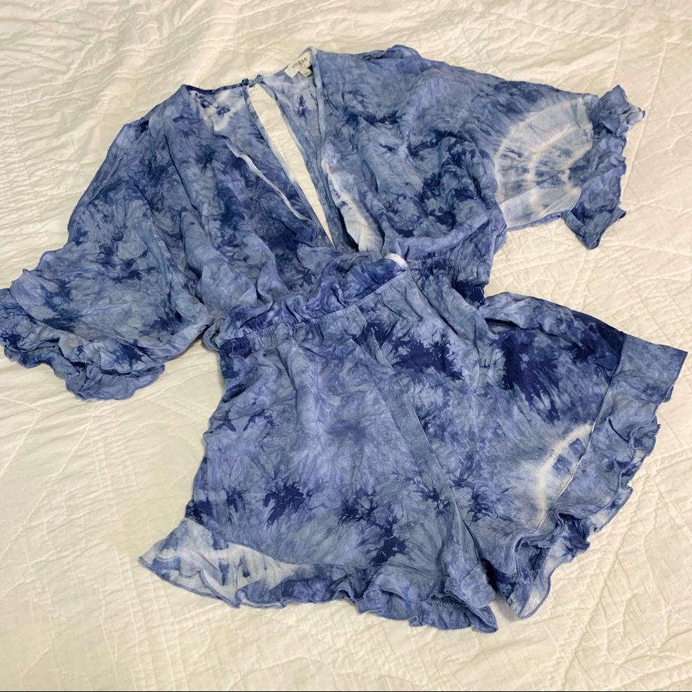 Umgee Blue Tie Dye Boho Romper